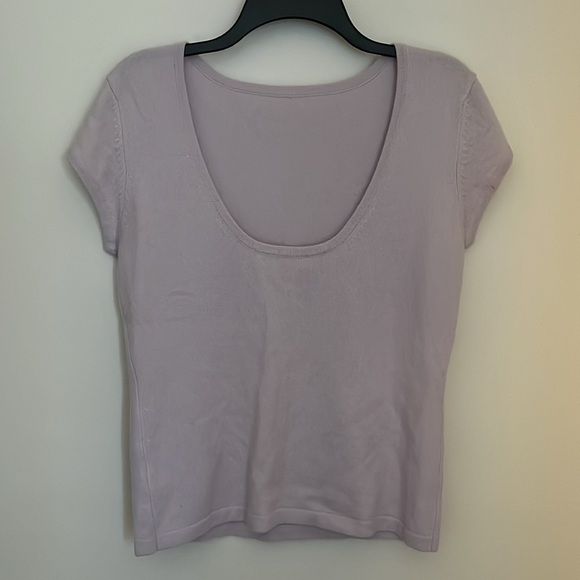 Michael Kors 100% Cashmere Short Sleeve Sweater Large L Lavender Violet EUC Top - Picture 5 of 14
